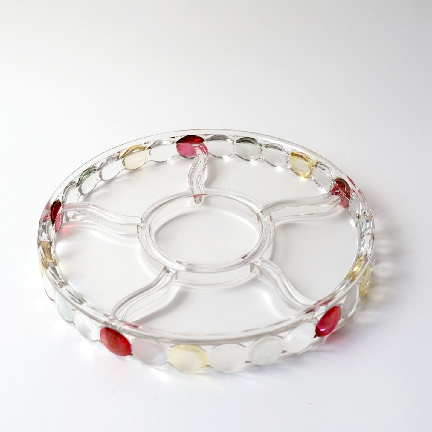 Vintage Dotted Edge Glass Platter w/ Divisions