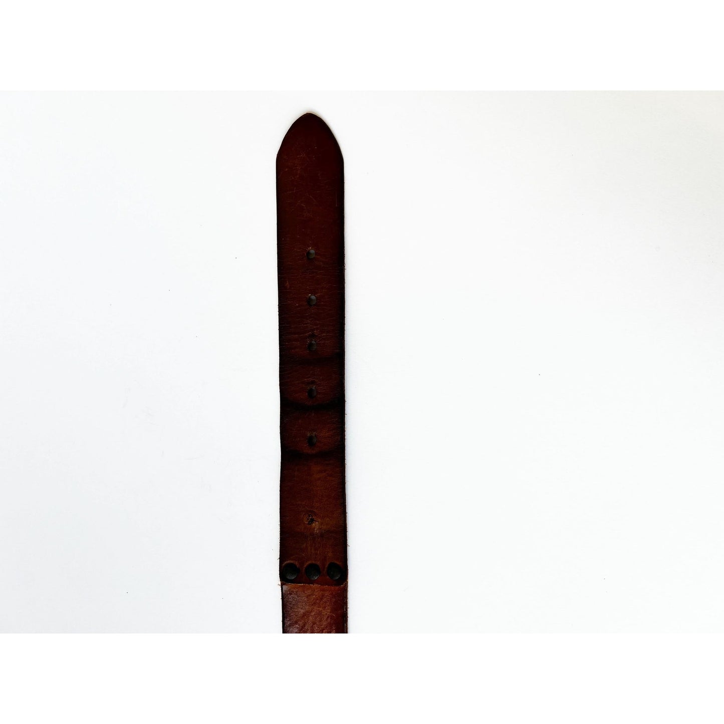 Vintage Brown Genuine Leather Belt with Gold Buckle