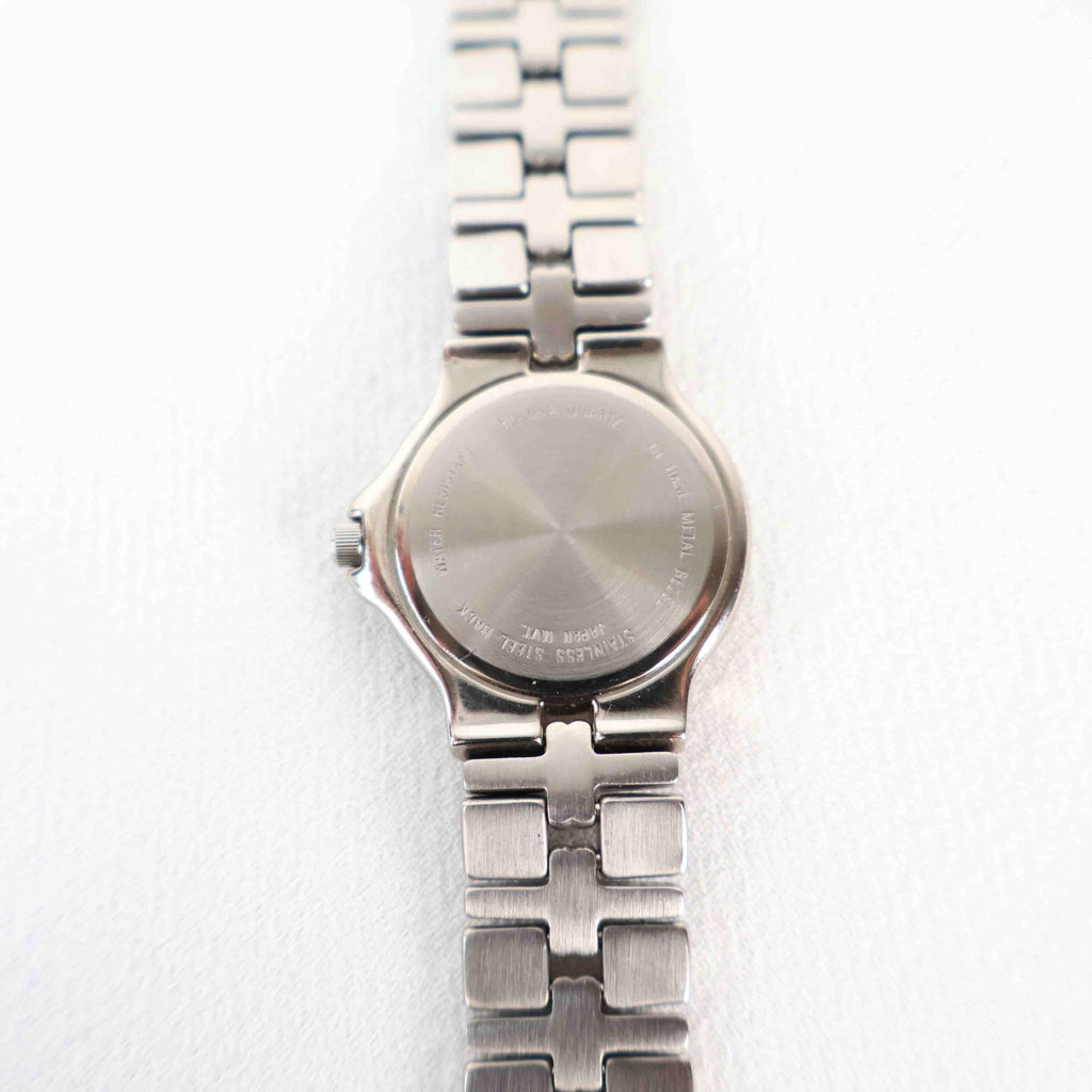 Vintage Silver Tone Bulova Watch with Round White Watch Face