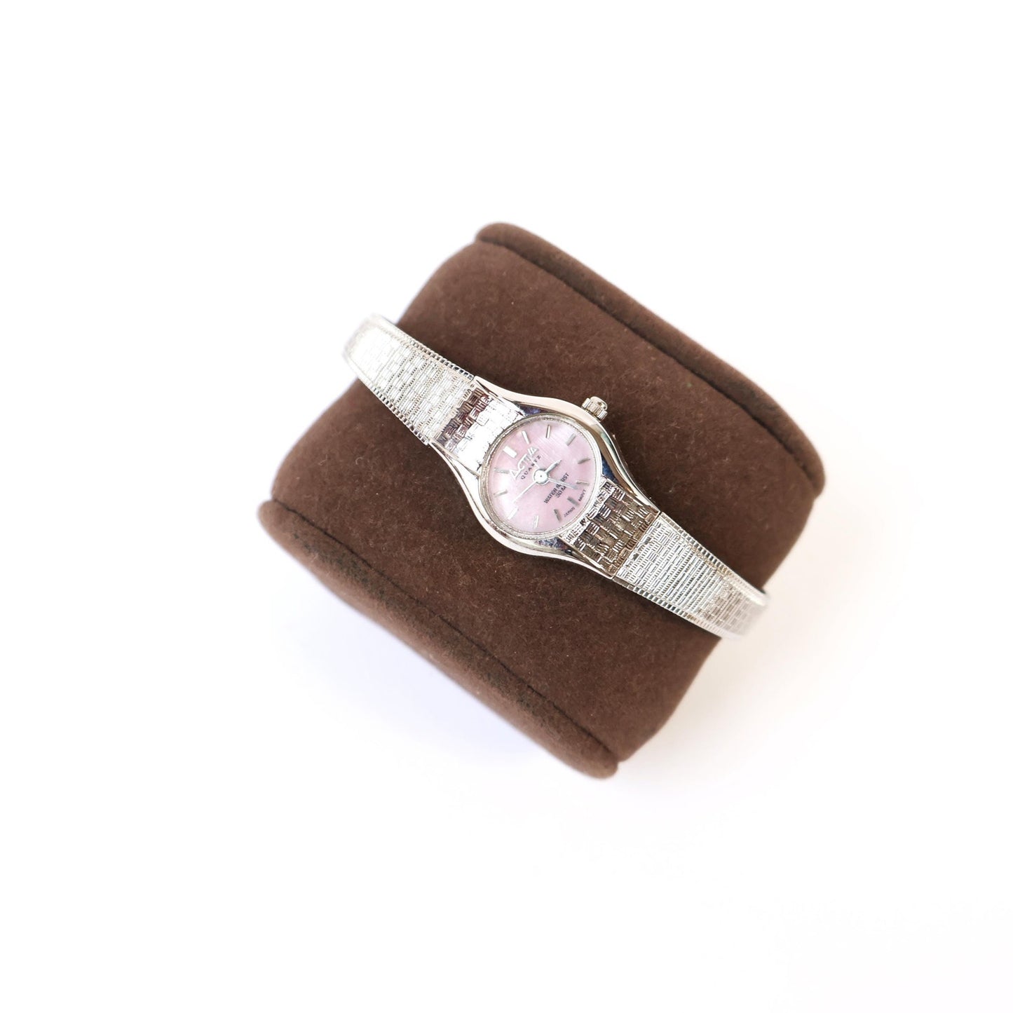 Vintage Silver Watch with Pink Round Face | ACTIVA