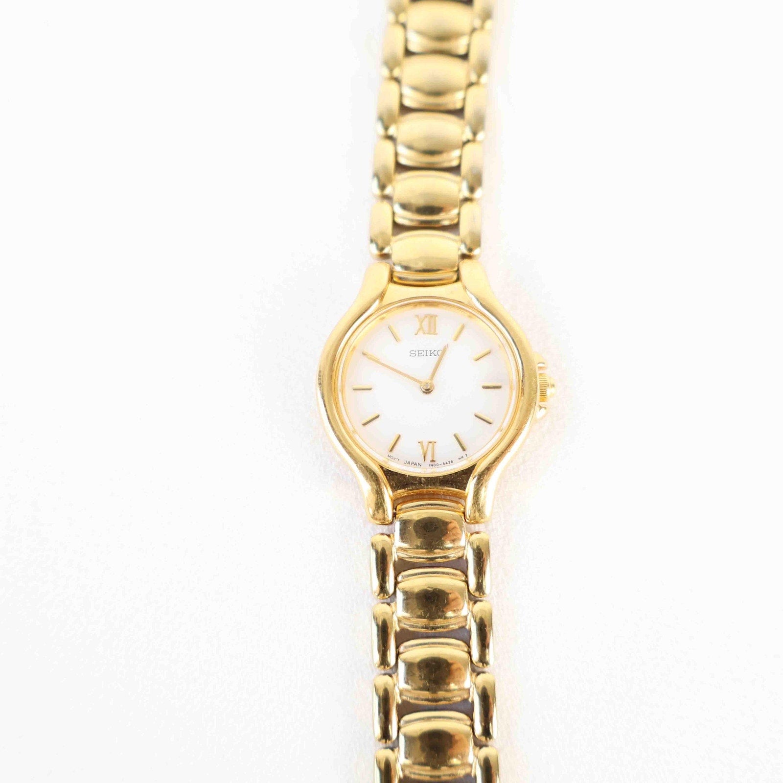 Vintage Seiko Round Face Watch – Gold Tone Bracelet (Working Battery)