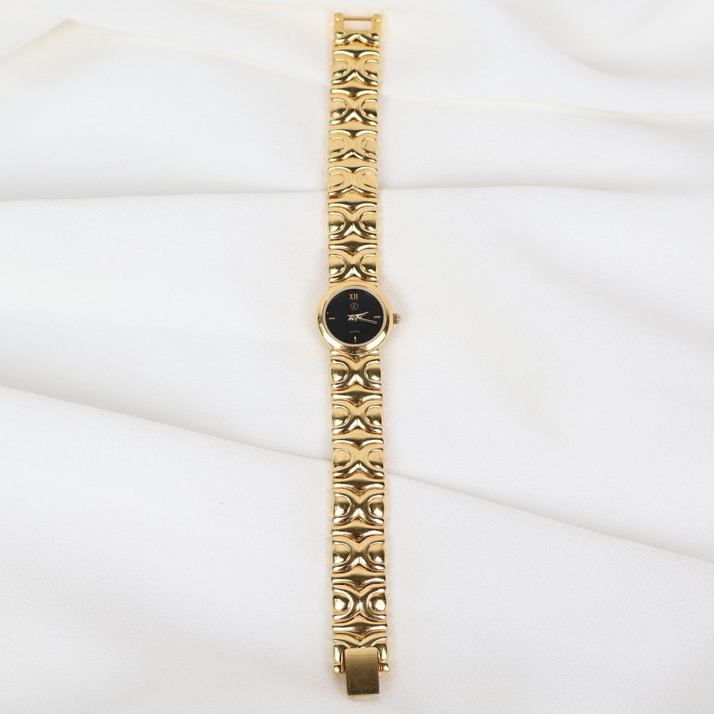 Vintage JF Black and Gold Watch