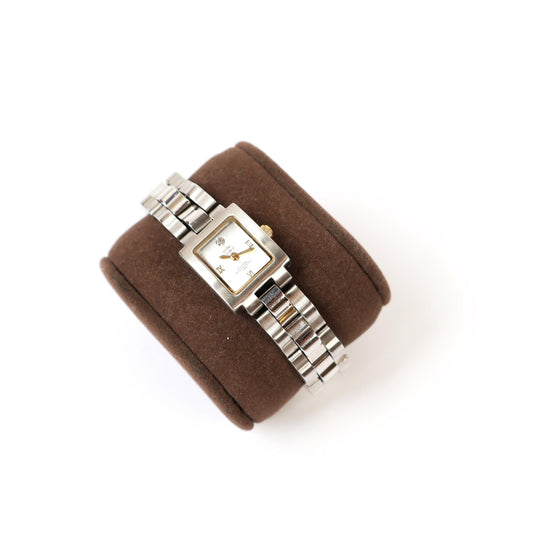 Vintage Silver Watch with Metallic Square Face | ANNE KLEIN II