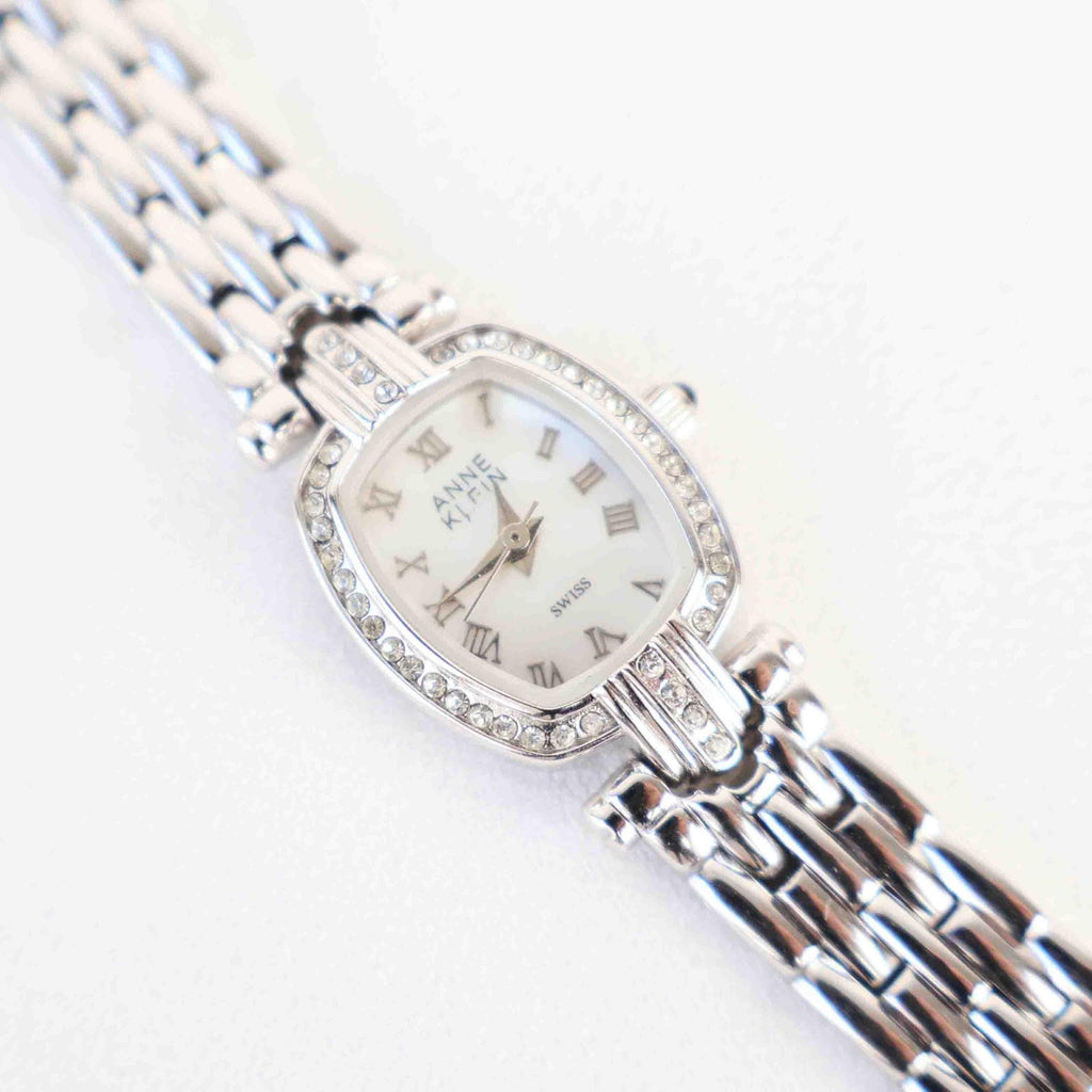 Vintage Anne Klein Watch with a Bedazzled Face - Silver Bracelet (Working Battery)