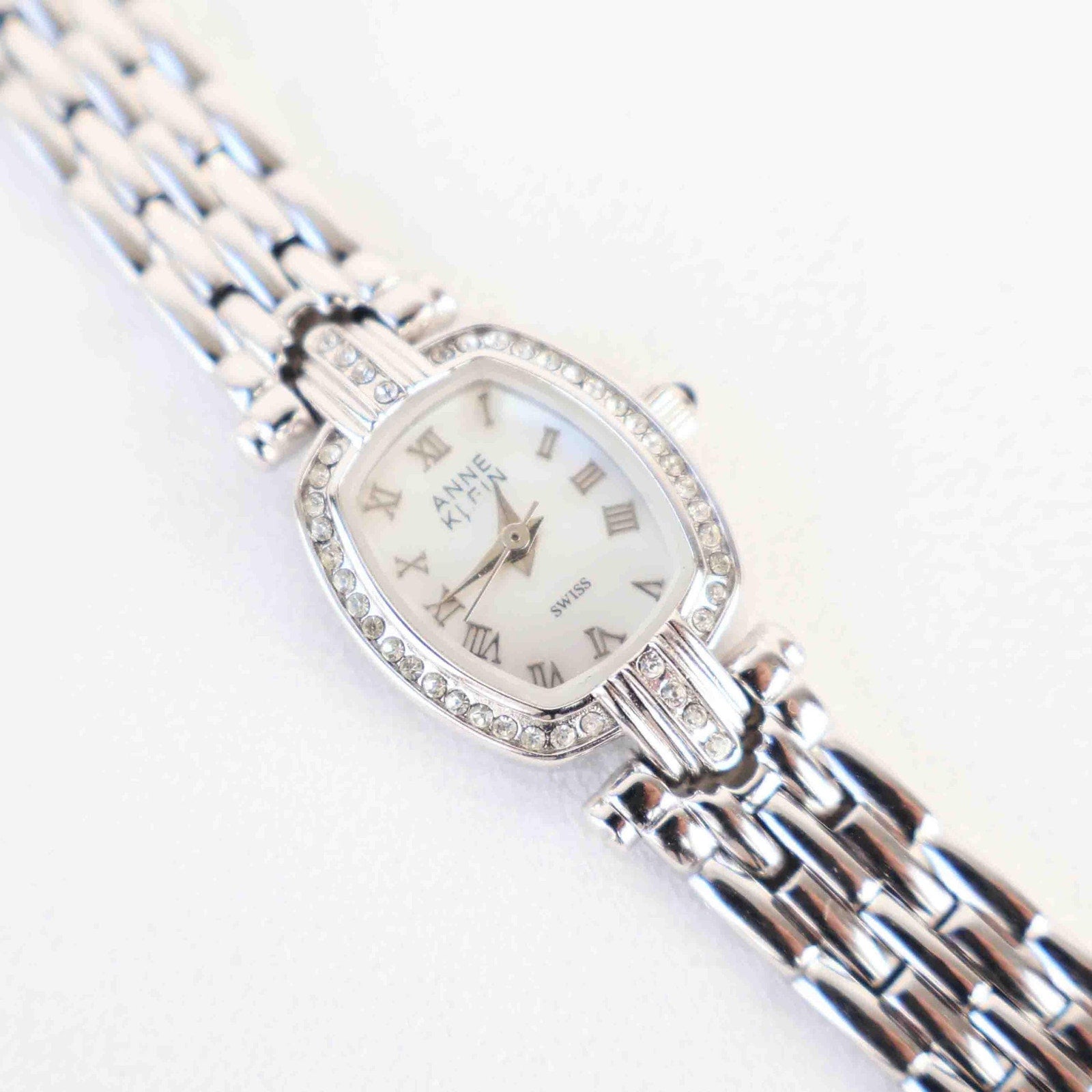 Vintage Anne Klein Watch with a Bedazzled Face - Silver Bracelet (Working Battery)