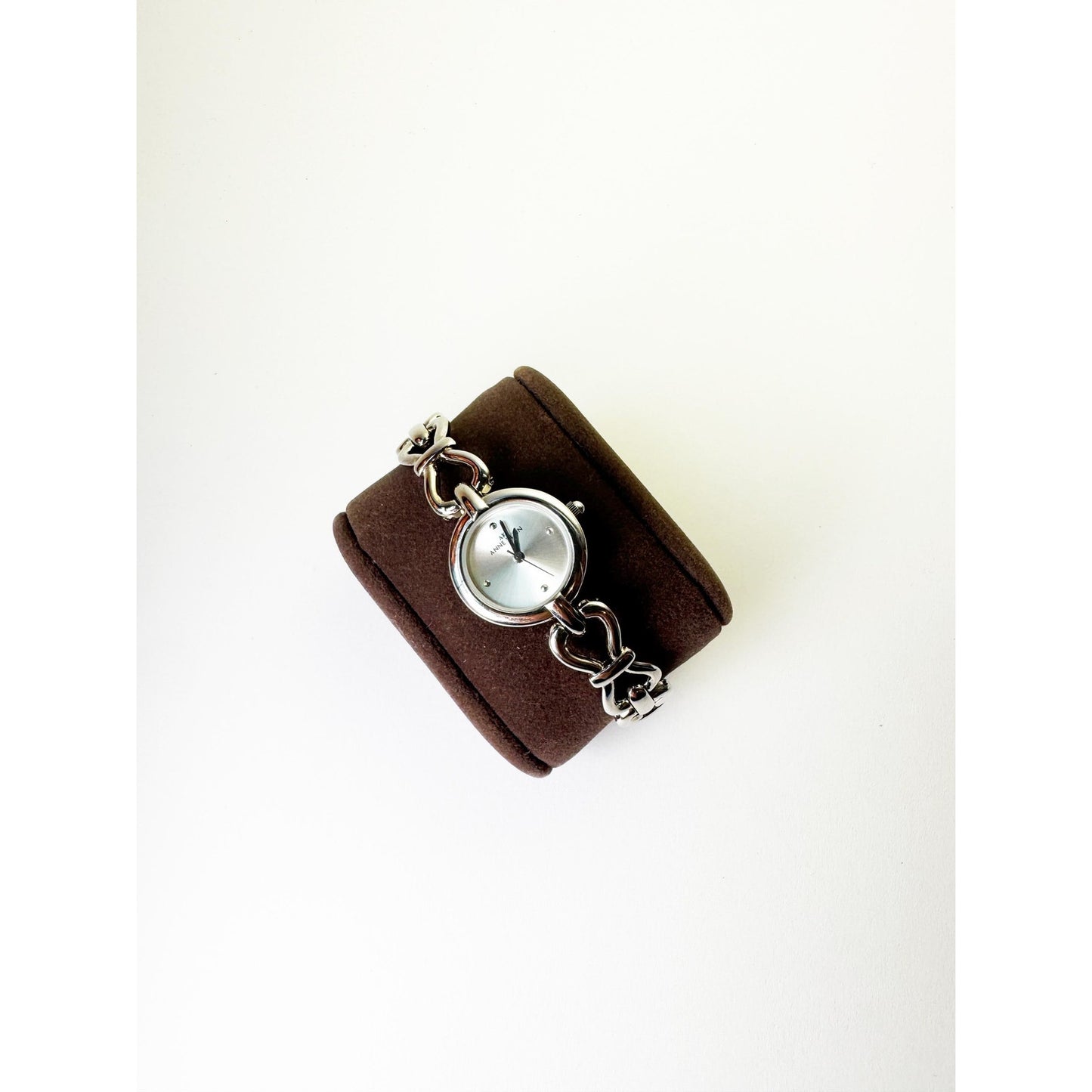Vintage Silver Watch with Round Silver Face Bracelet Band l Anne Klein