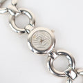 Vintage Silver Anne Klein Watch with Circle Face and Chain