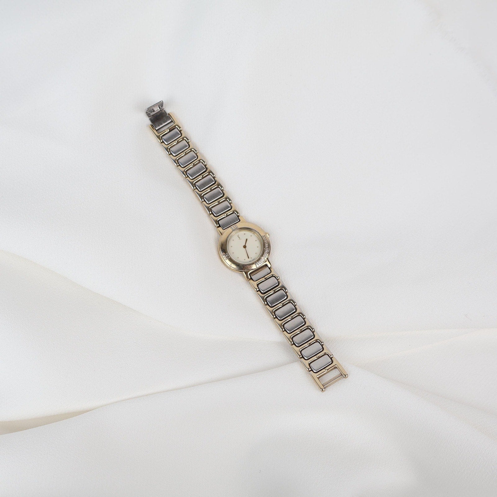 Stunning Two Tone Vintage YSL Watch with White Face