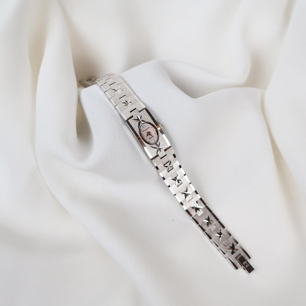 Vintage 18k White Gold Plated Christian Gold Star Engraved Watch