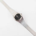 Vintage Activa Silver Tone Quartz Watch with Black Face