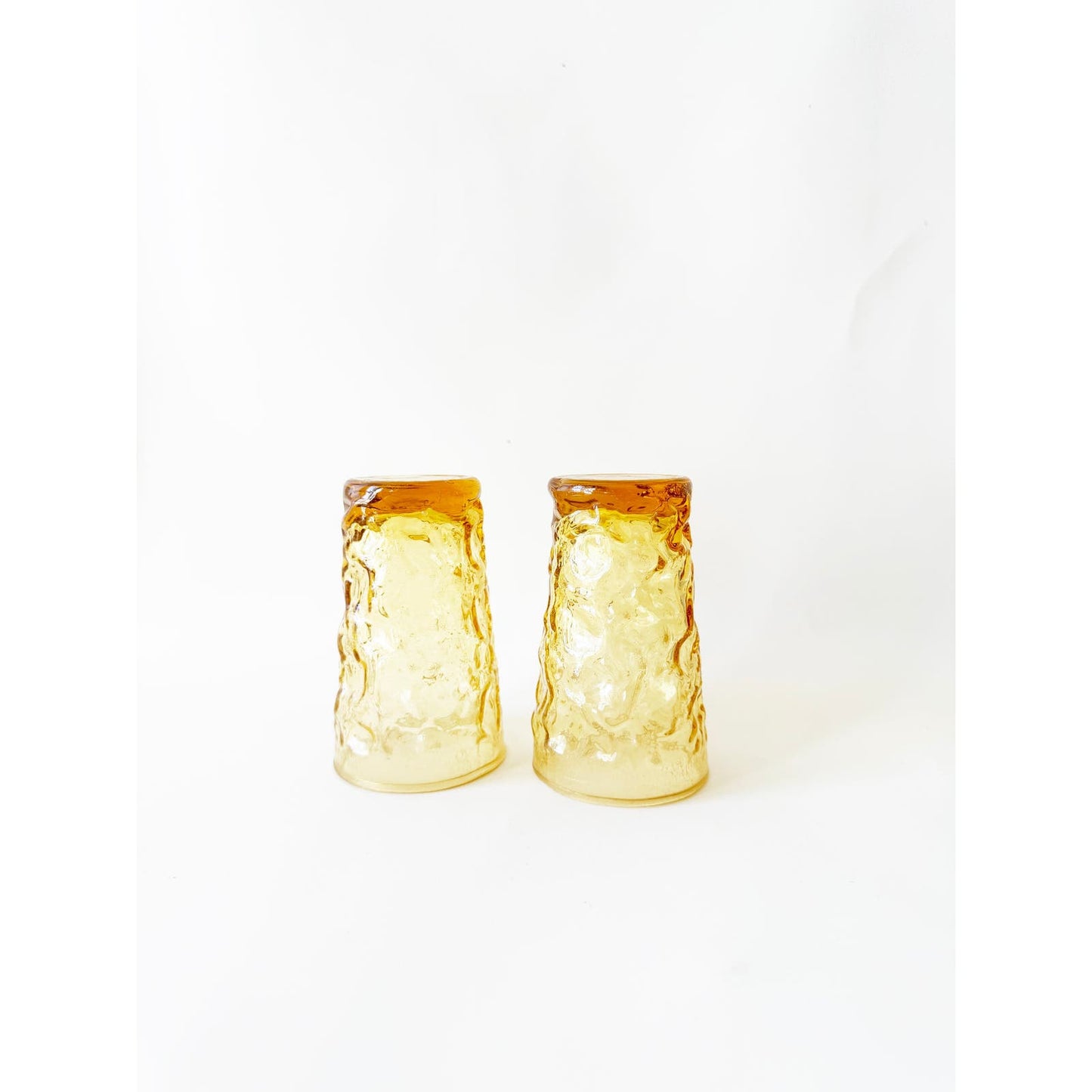 Vintage Mini Yellow Wave Glass | Set of Two