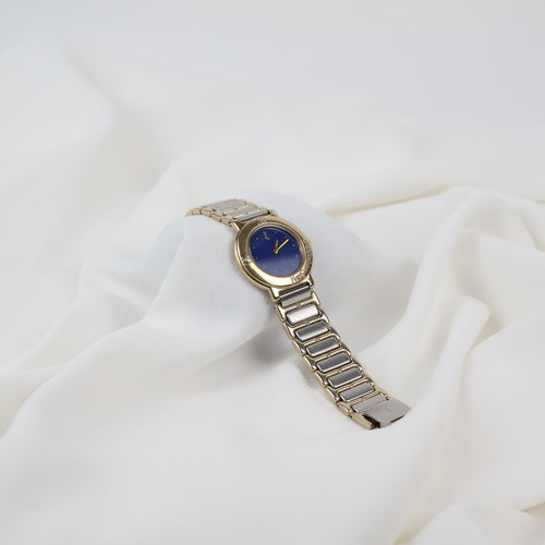 Stunning Two Tone Vintage YSL Watch with Yves Blue Face