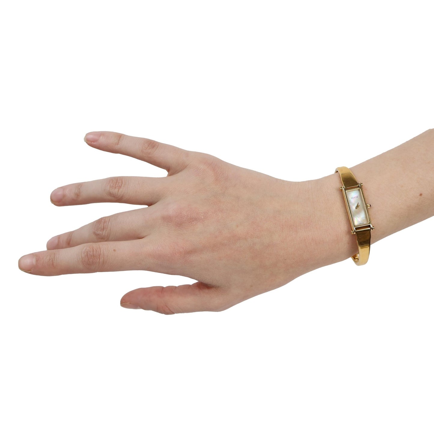 Vintage Gold Toned 1500L Bangle Watch with Mother of Pearl Face | GUCCI