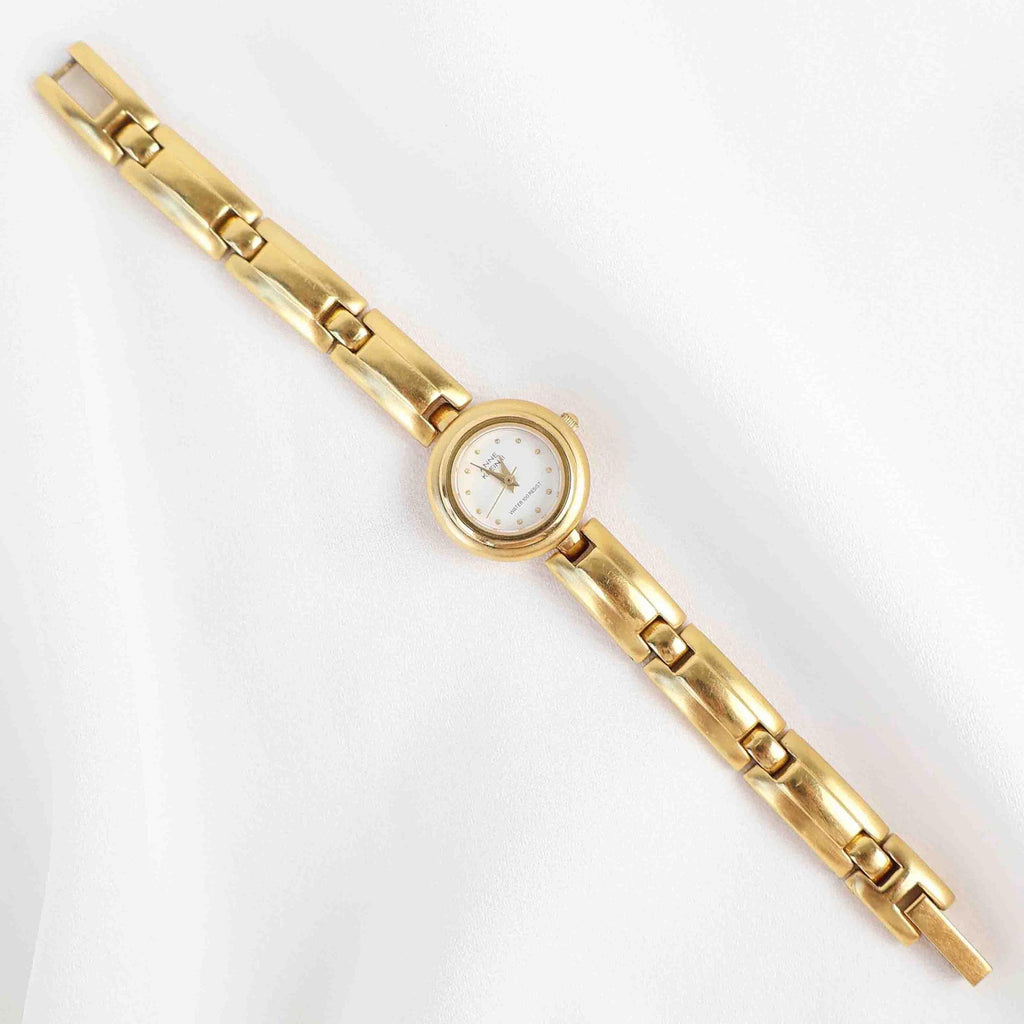 Vintage Anne Klein Round Face Watch – Gold Tone Chunky Style Bracelet (Working Battery)