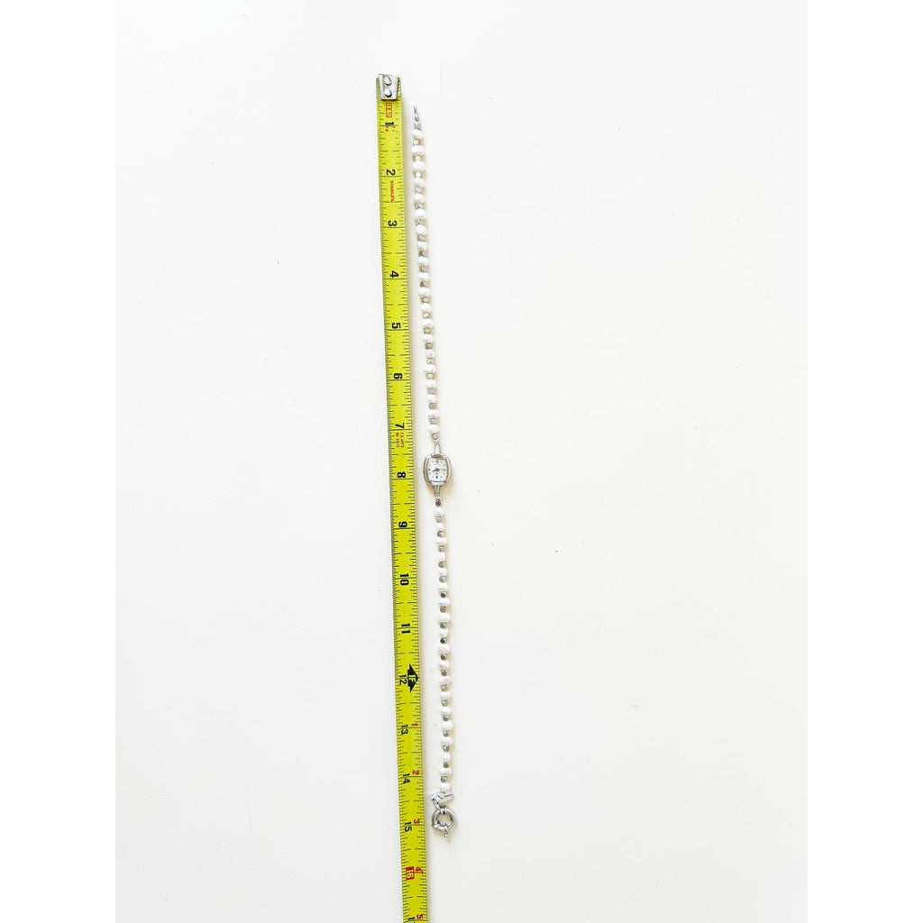 Watch Necklace | Vintage One of a Kind Pearl Watch Choker 10K White Gold Face