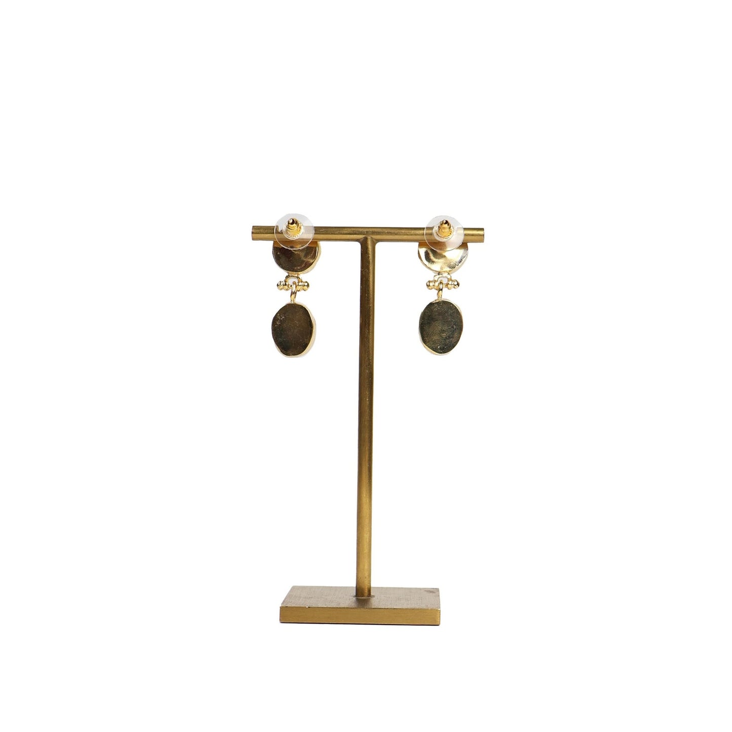 Eclectic Inventory Gold Toned Natural Stone Drop Earrings | Pearl and Onyx Style