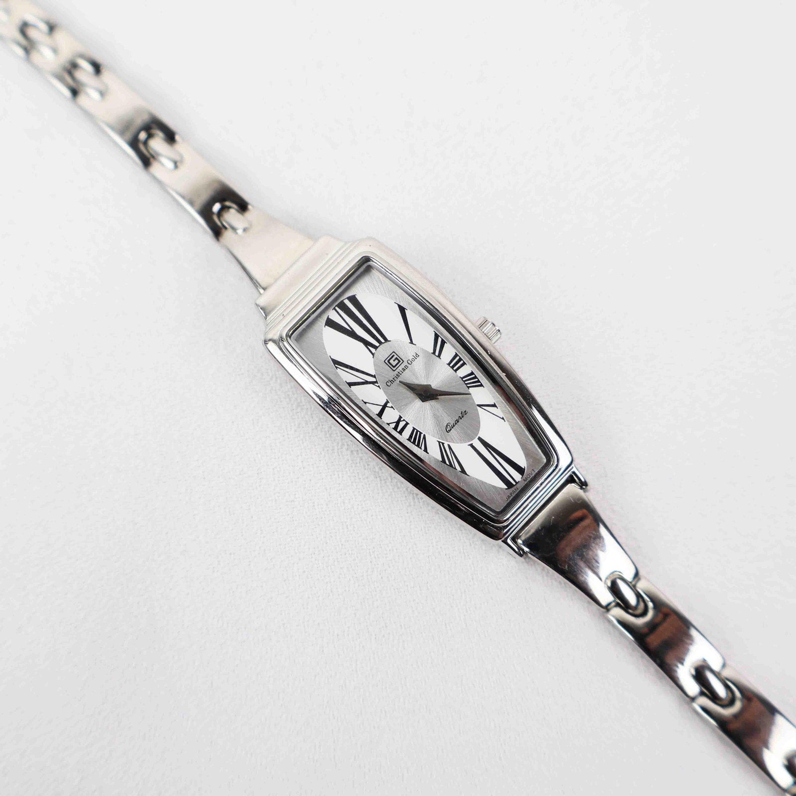 Vintage 18k White Gold Plated Christian Gold Dali Watch