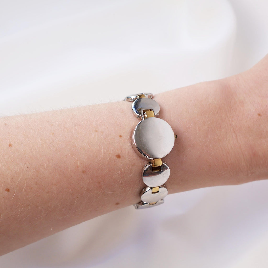 Vintage Two Tone Anne Klein Cocktail Watch With Peak a Boo Face