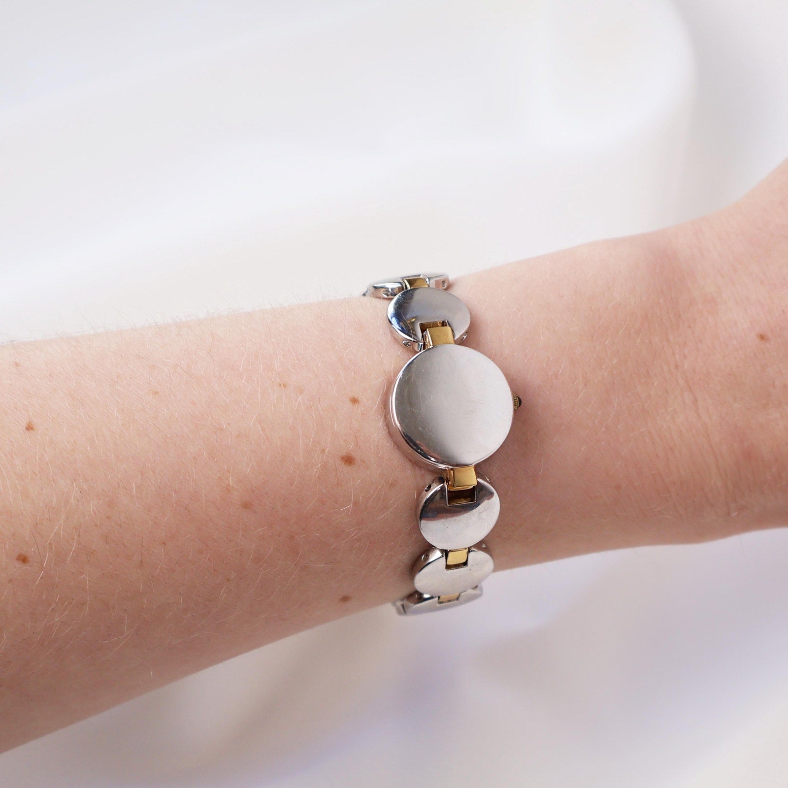 Vintage Two Tone Anne Klein Cocktail Watch With Peak a Boo Face