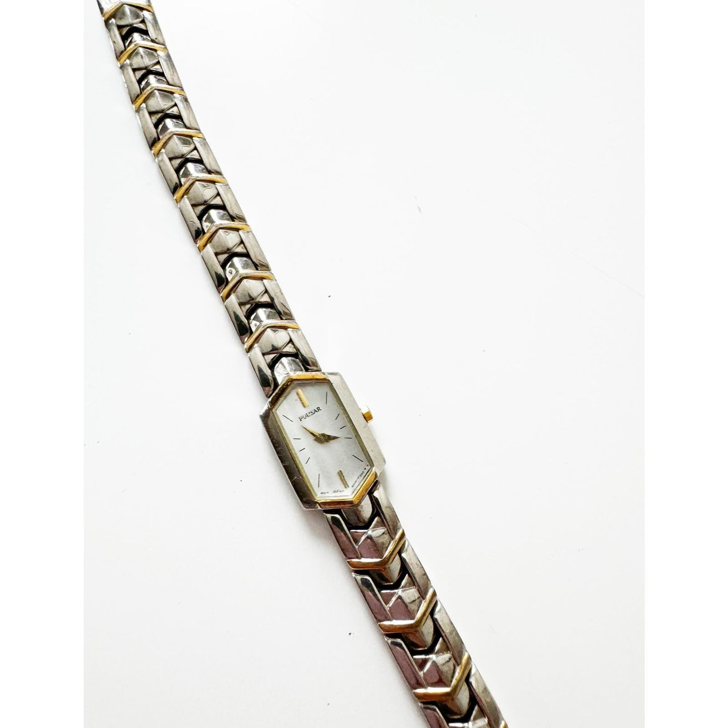 Vintage Two Tone Watch with Hexagon Face | Pulsar