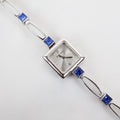 Vintage Silver Nine West Bracelet Watch with Blue Gem Embellishments