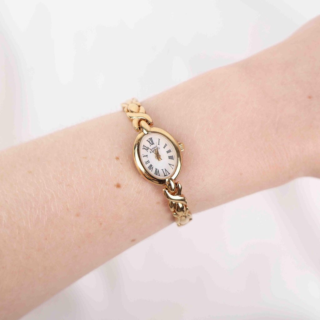 Vintage Seiko Round Face Watch – Gold Tone Rope Style Bracelet (Working Battery)