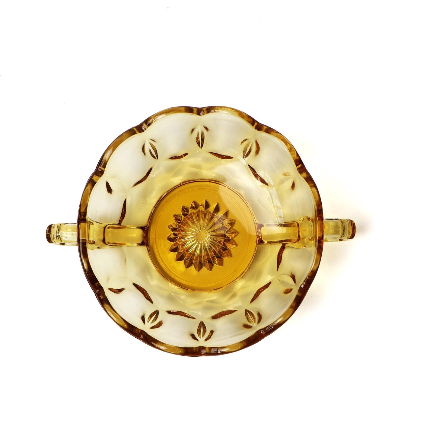 Vintage Orange Glass Ring Dish| Scalloped Edge Design Decorative Bowl