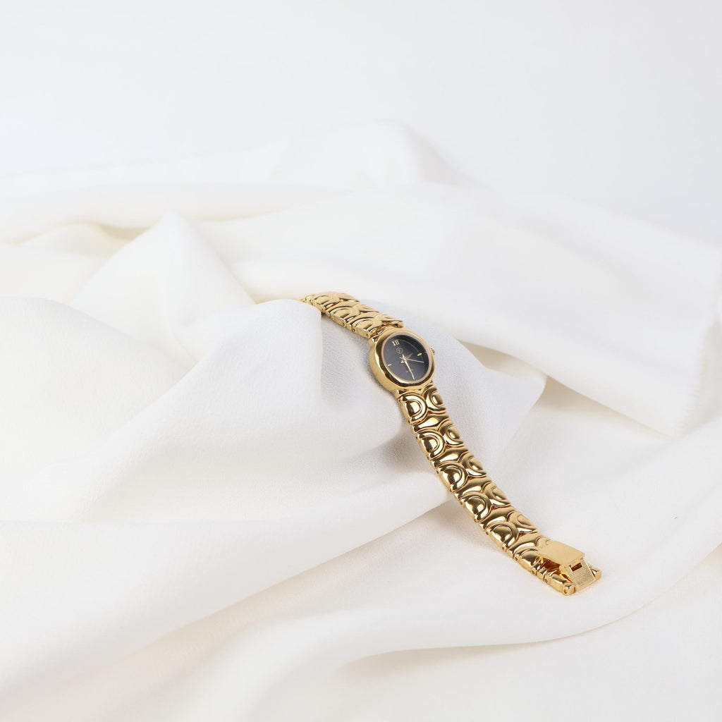 Vintage JF Black and Gold Watch