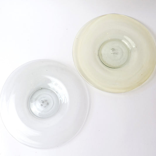 Vintage Clear Handblown Set of 2 Modernist Plates