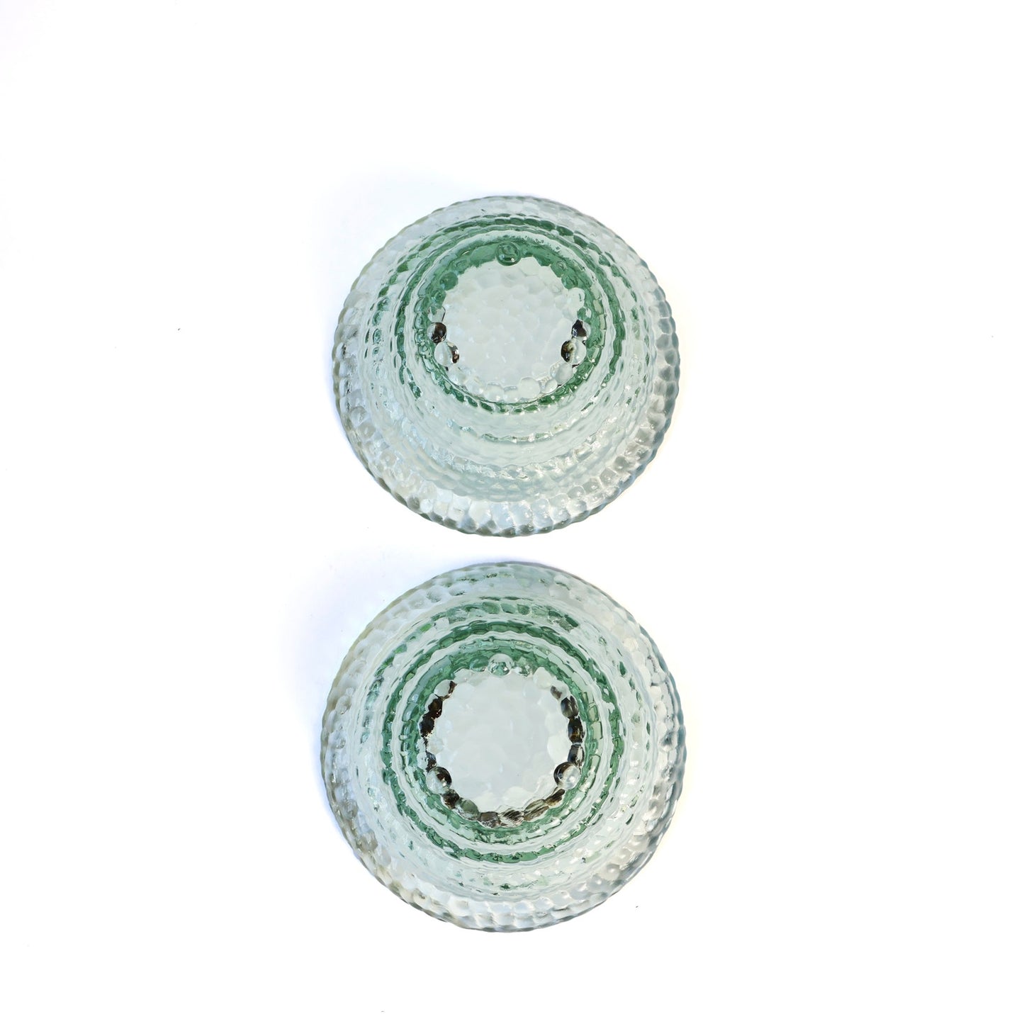 Vintage Textural Aqua Glass Bowls - Set of Two
