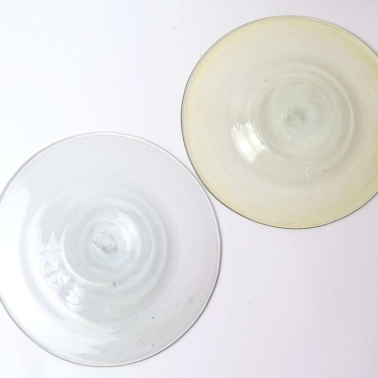 Vintage Clear Handblown Set of 2 Modernist Plates