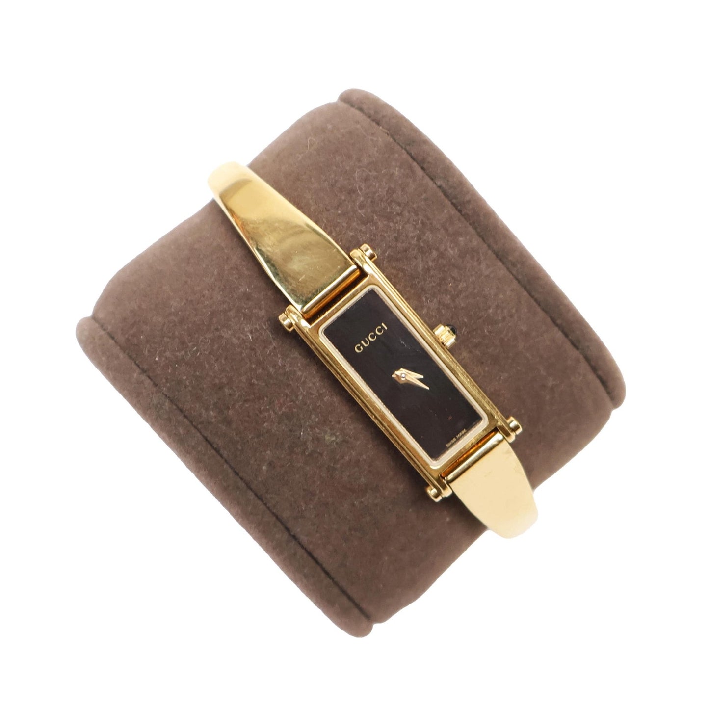 Vintage Gold Toned 1500L Bangle Watch with Black Face | GUCCI