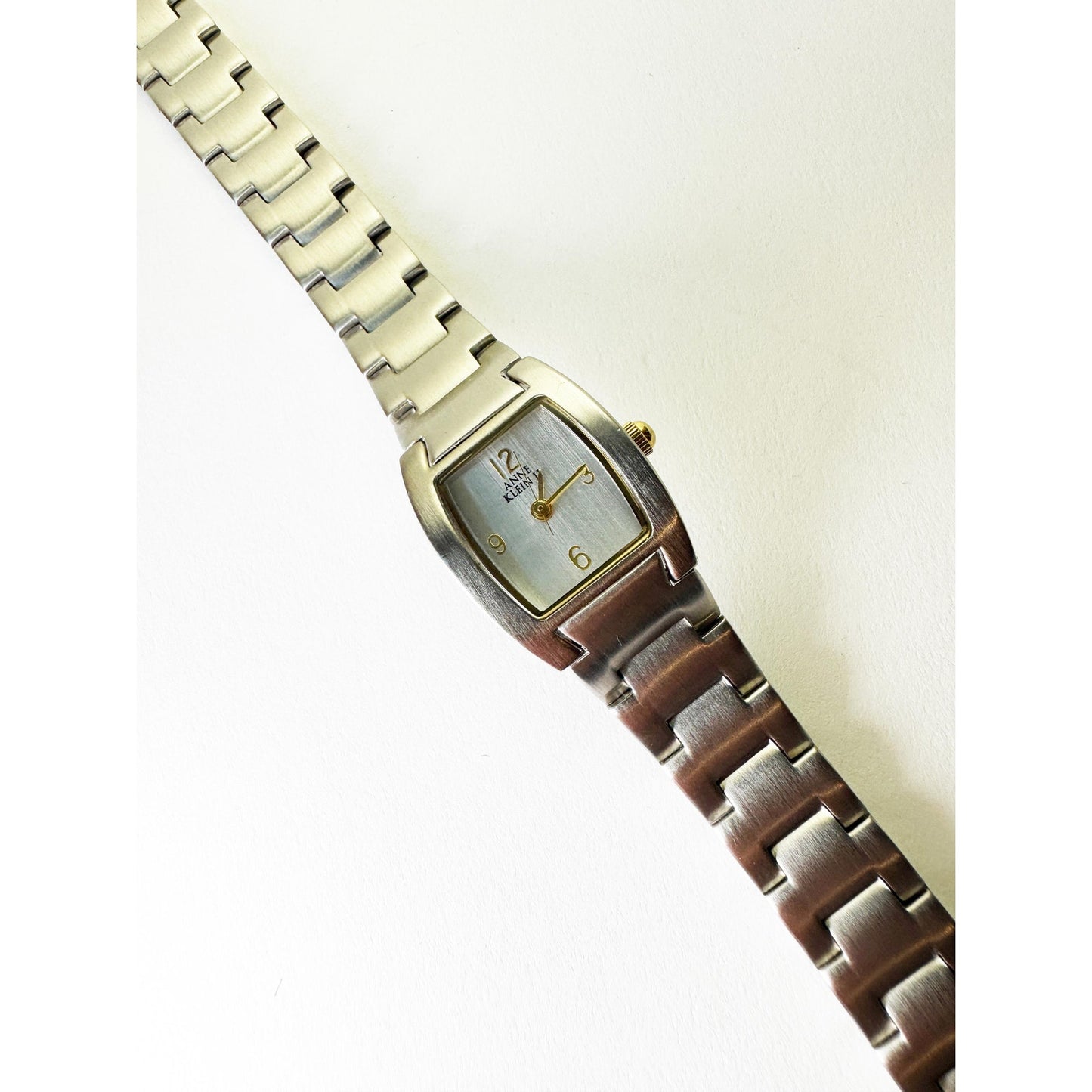 Vintage Silver Watch with Square Silver Face and Gold Hands | ANNE KLEIN II