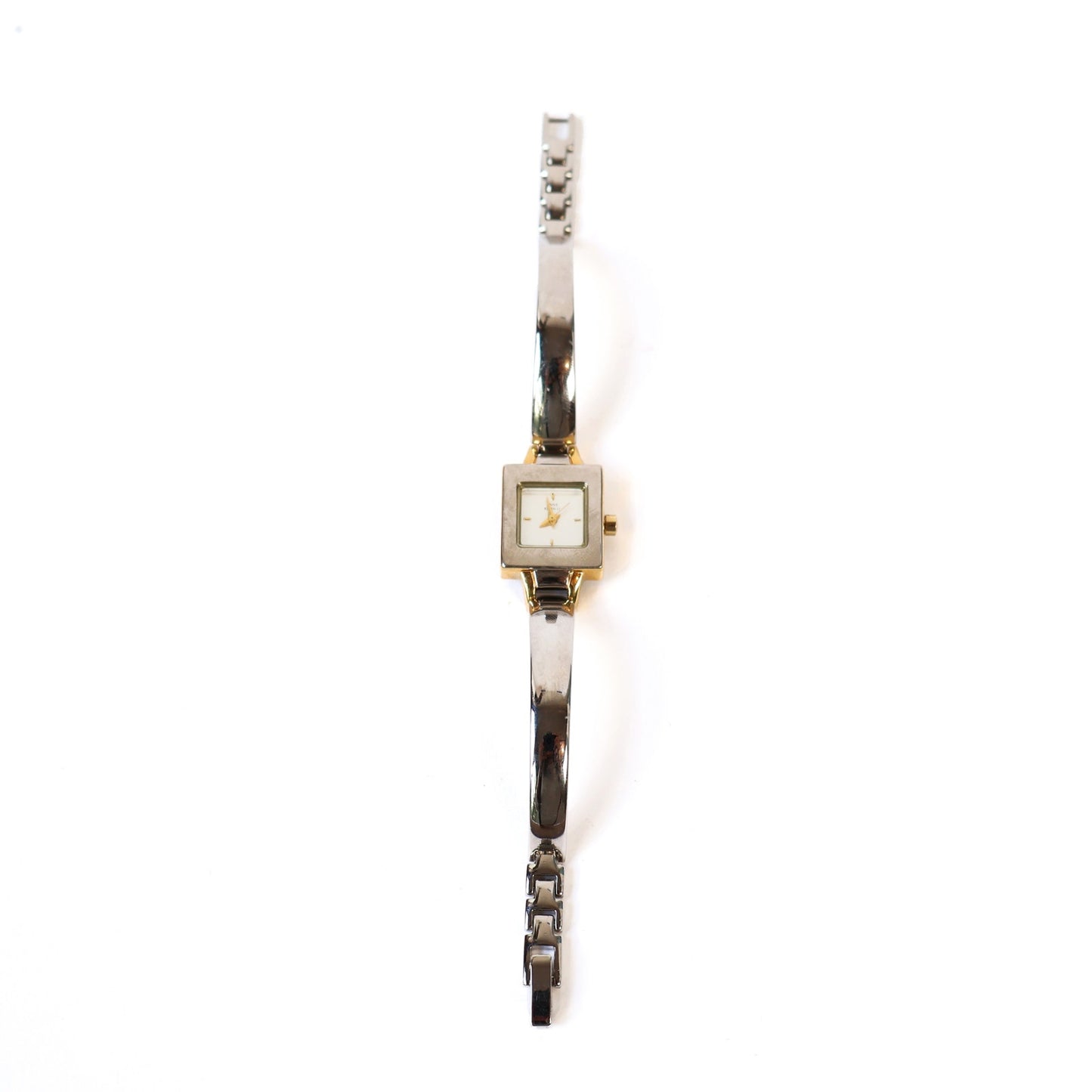 Vintage Two-Toned Watch with Metallic Square Face | ANNE KLEIN II