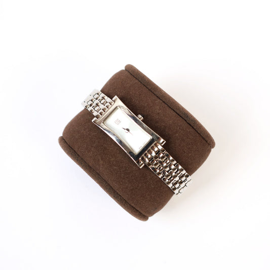 Vintage Silver Watch with Metallic Rectangle Face | ESO