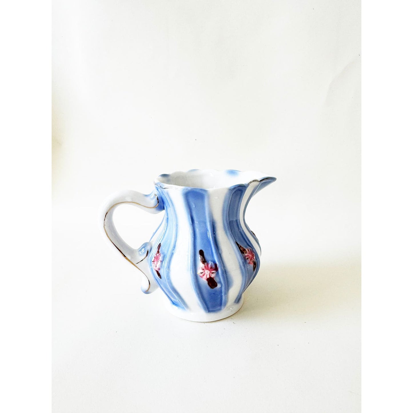 Vintage Mini Blue and White Flower Cream Pitcher