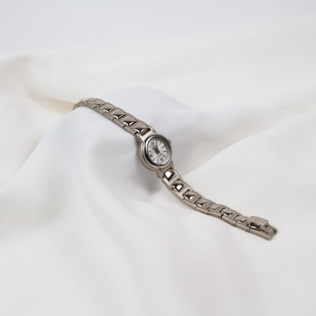 Vintage Silver Anne Klein Watch with Circle Face