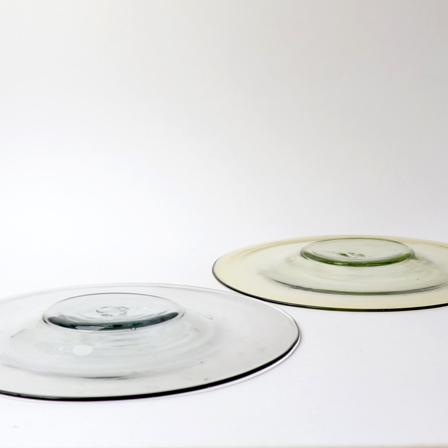 Vintage Clear Handblown Set of 2 Modernist Plates