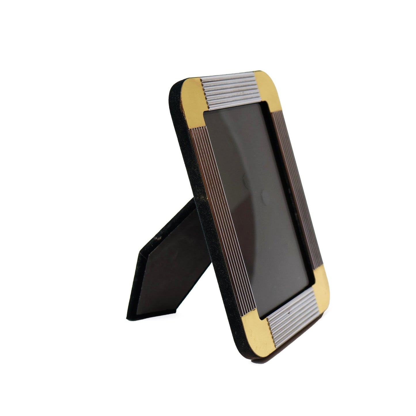 Vintage Brass 4.7"x6.5" Picture Frame: Modernist Gold Tabletop Decor