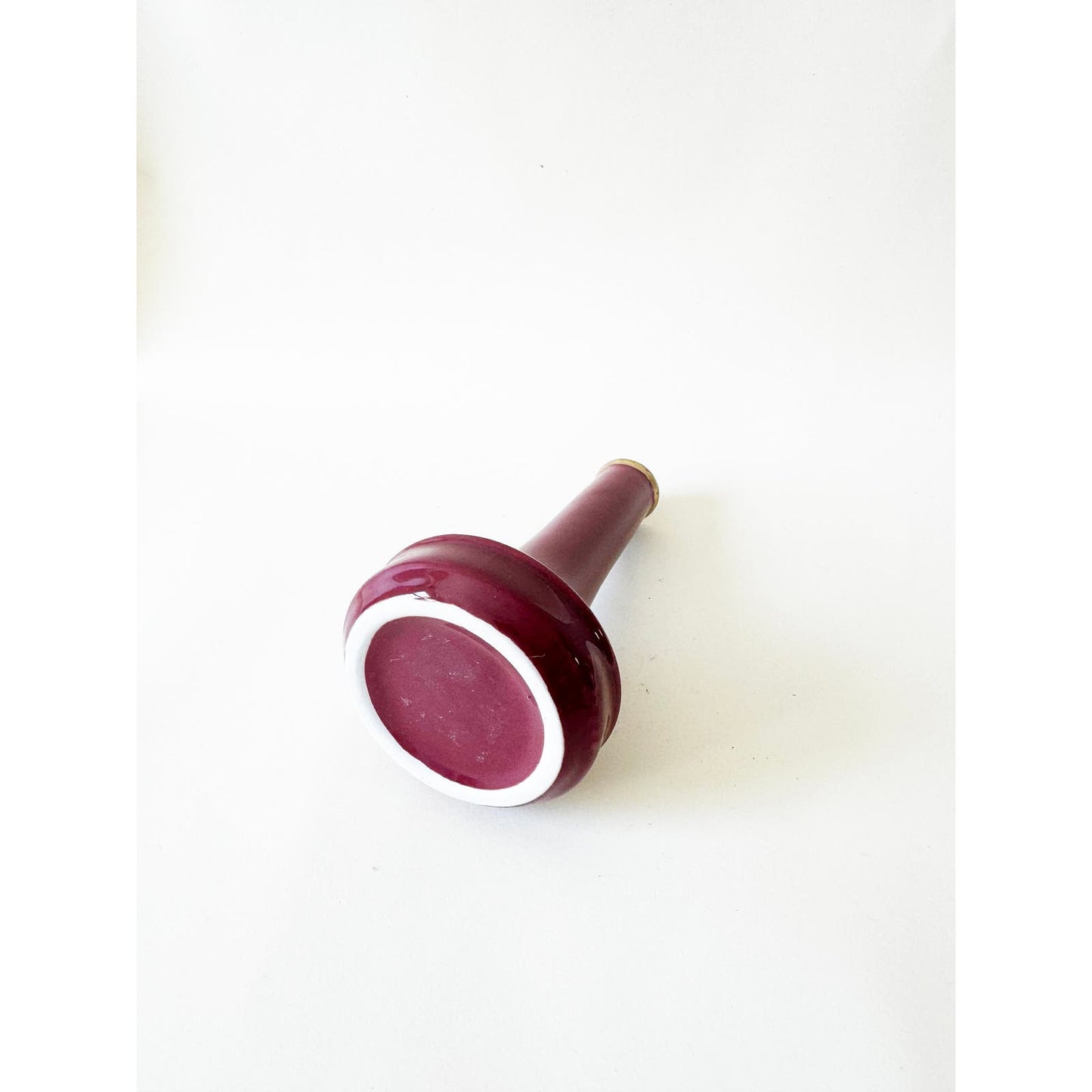 Vintage Maroon Small Bud Vase with Gold Detail