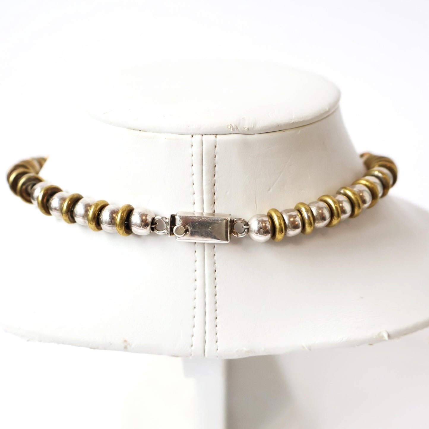Sterling Silver Beaded Necklace with Sterling Chain Center 17"