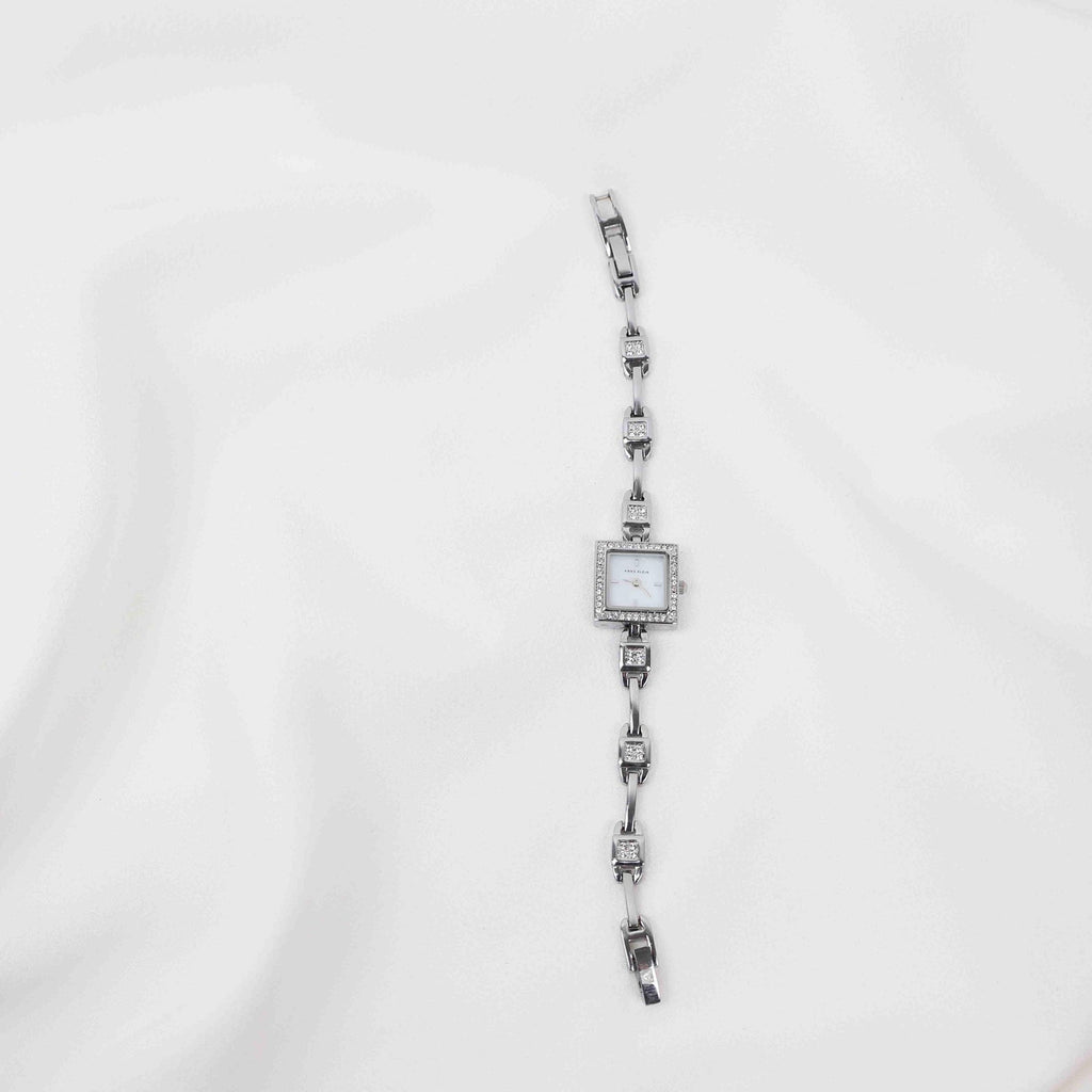 Vintage Anne Klein Square Face Watch – Silver Tone Bracelet (Working Battery)