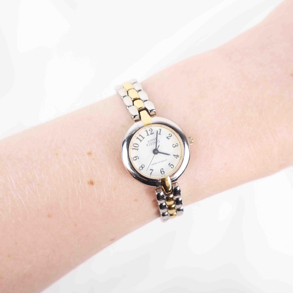 Vintage Anne Klein Circle Face Watch – Two Tone Bracelet (Working Battery)