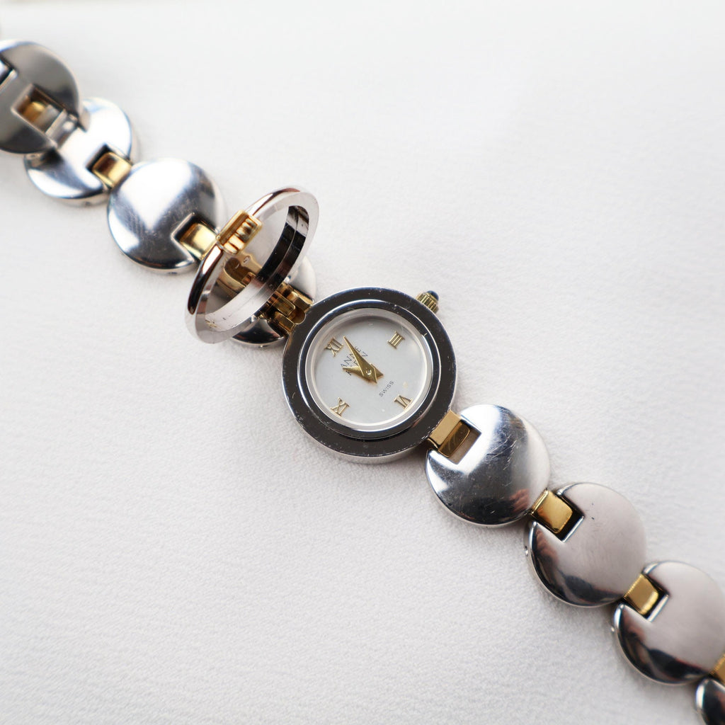Vintage Two Tone Anne Klein Cocktail Watch With Peak a Boo Face