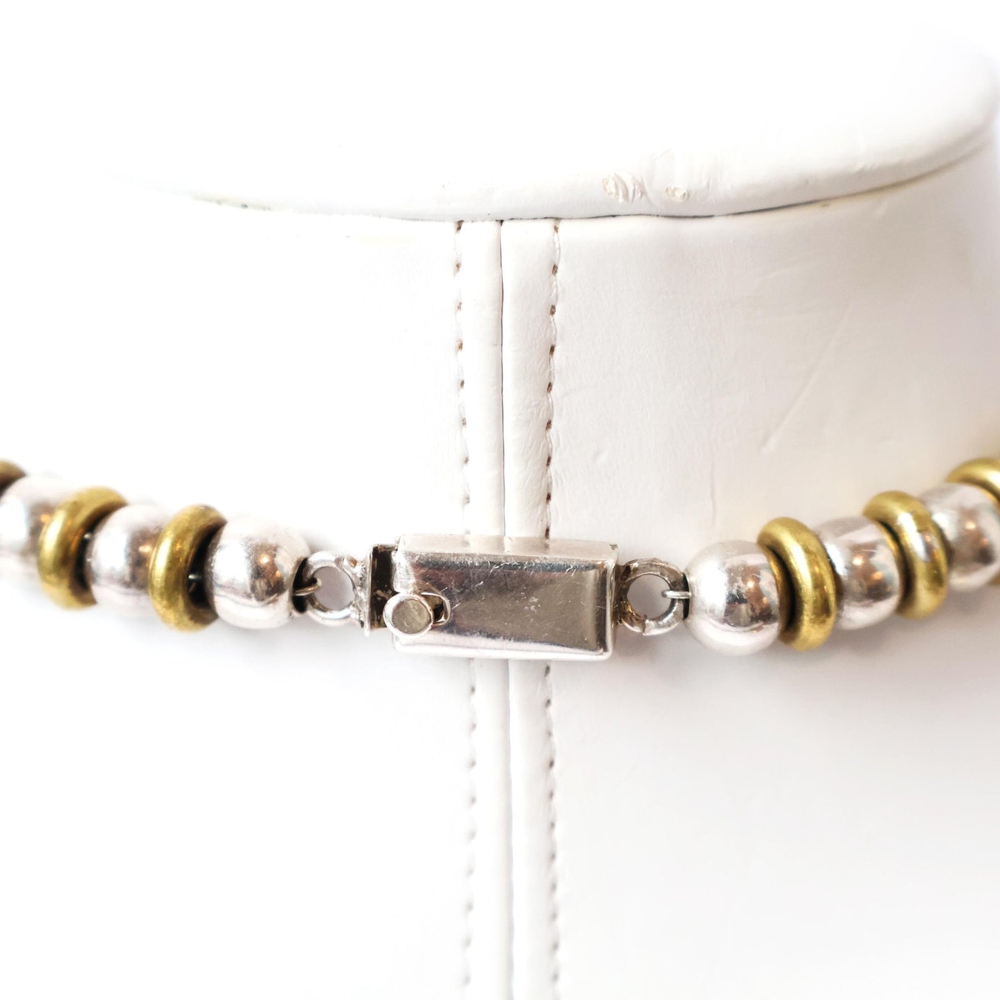 Sterling Silver Beaded Necklace with Sterling Chain Center 17"