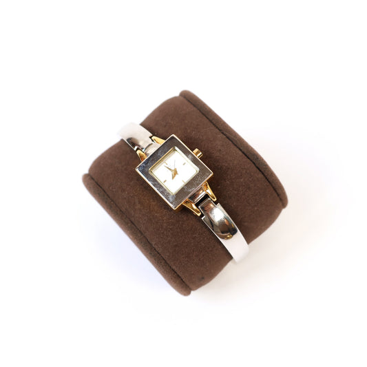 Vintage Two-Toned Watch with Metallic Square Face | ANNE KLEIN II