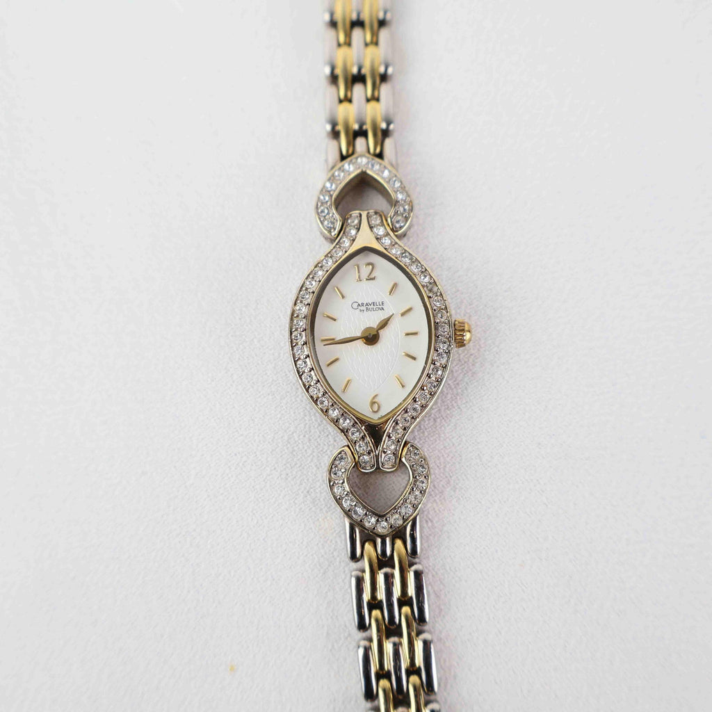 Vintage Carvelle Oval Face Watch – Two Tone Bracelet (Working Battery)