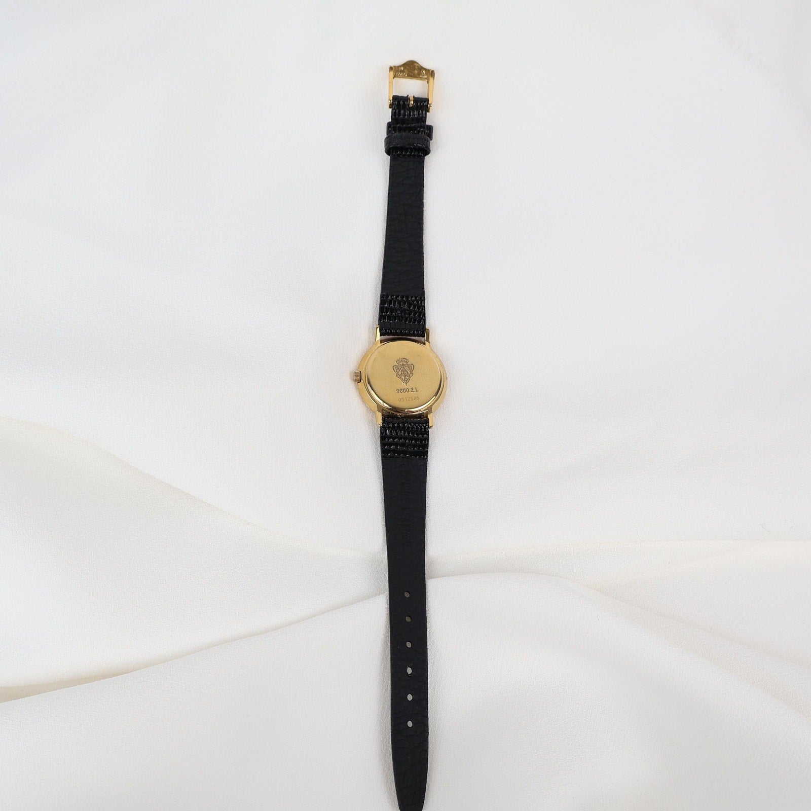 Stunning Vintage Gold Gucci Watch with Black Leather