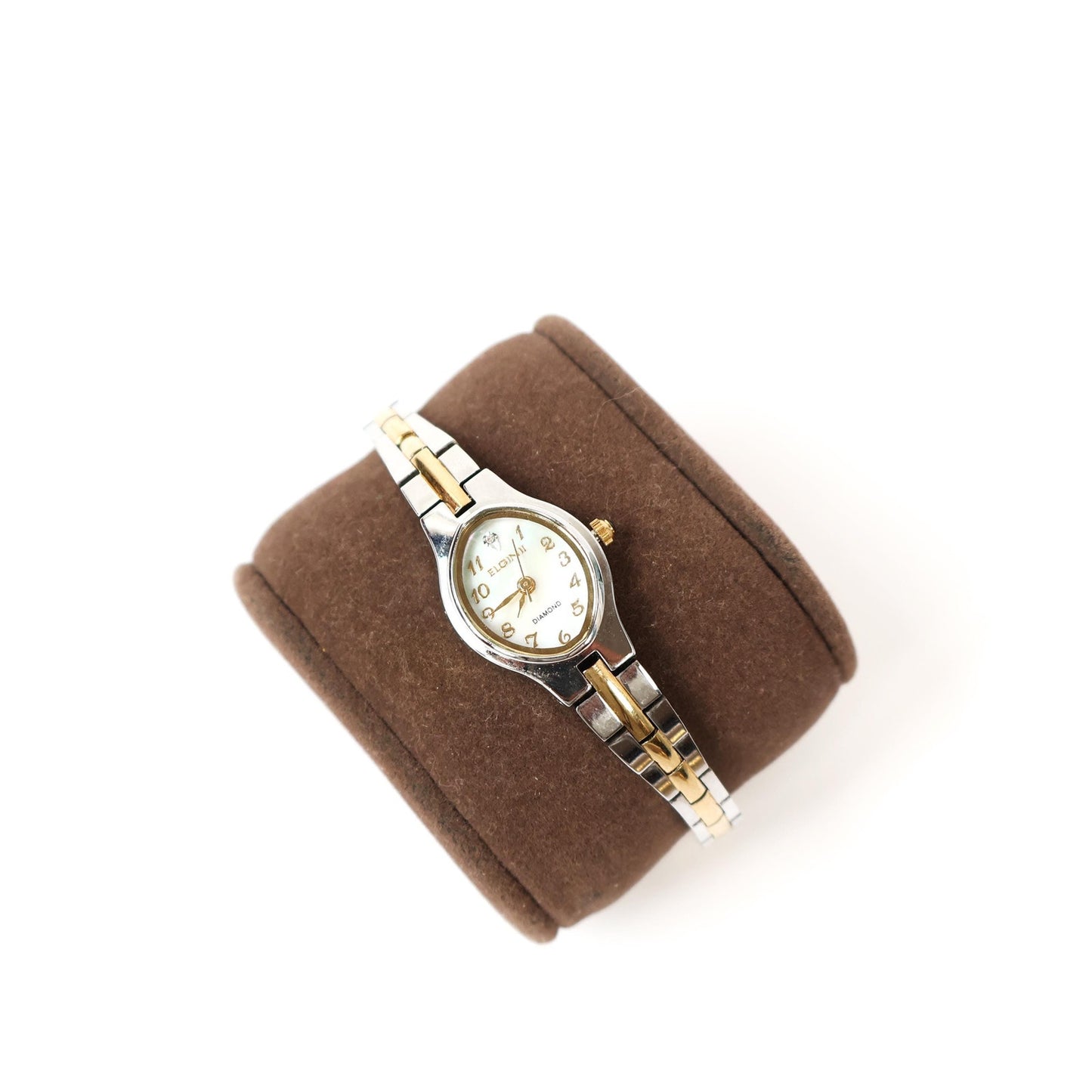 Vintage Two-Toned Watch with Mother Of Pearl Oval Face | ELGIN II