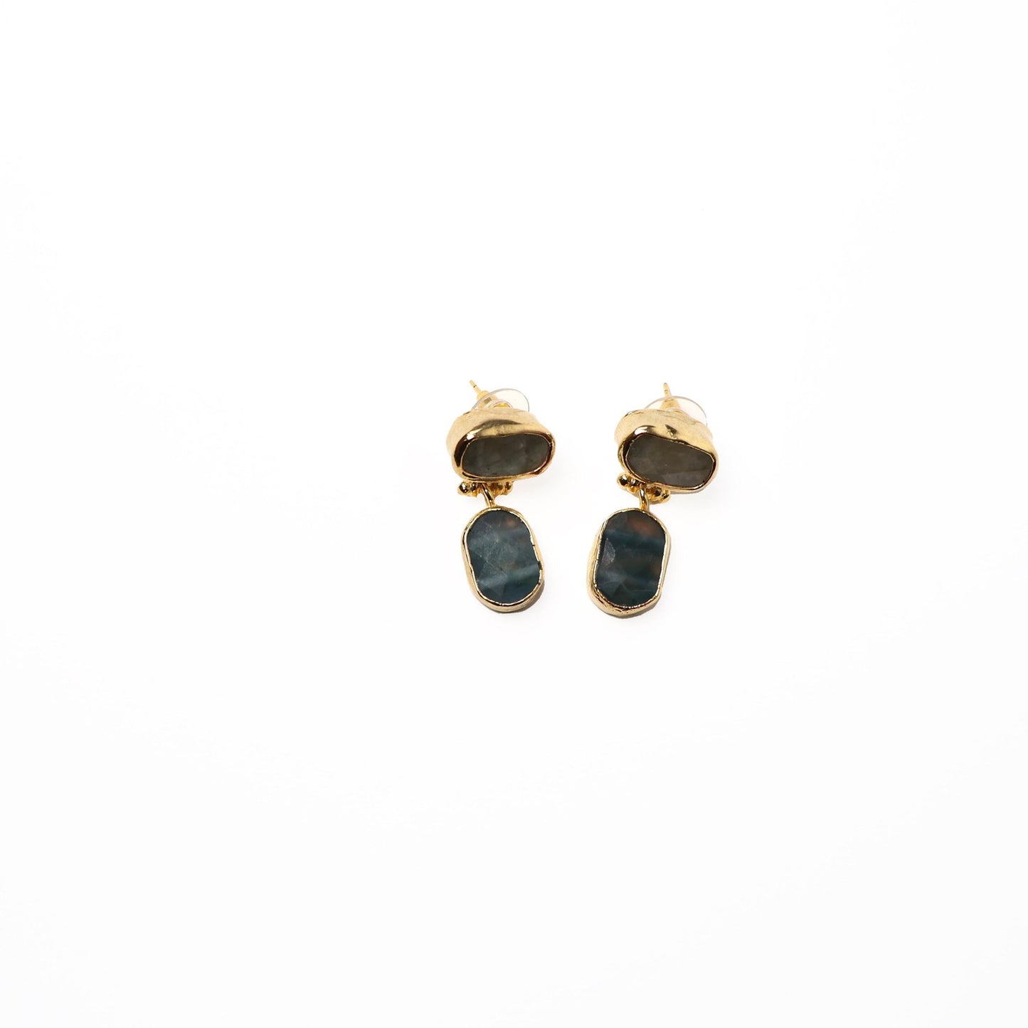 Eclectic Inventory Gold Toned Natural Stone Drop Earrings | Quartz Style